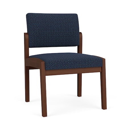 Lenox Wood Armless Guest Chair Wood Frame, Walnut, RF Blueberry Upholstery